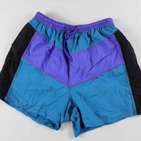 Other - Vintage 90s Color Block Swim Trunks Shorts Medium